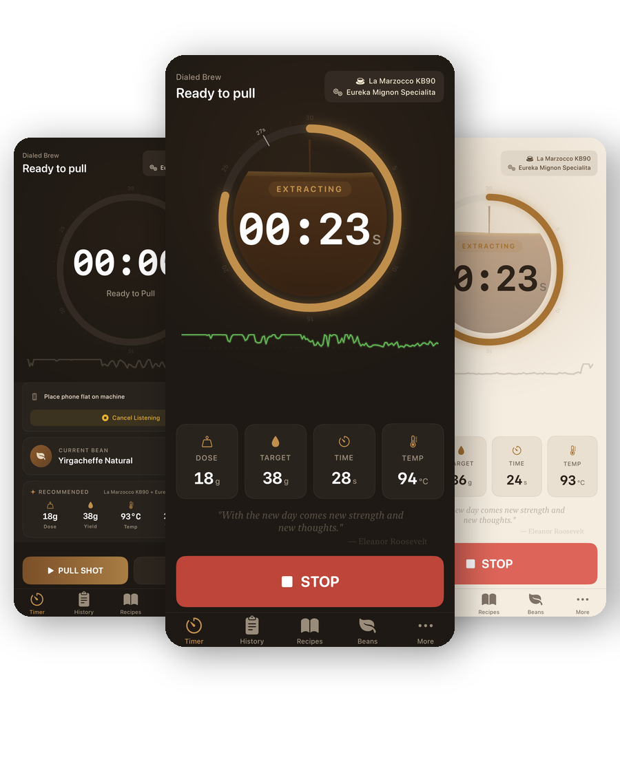 Live espresso extraction timer